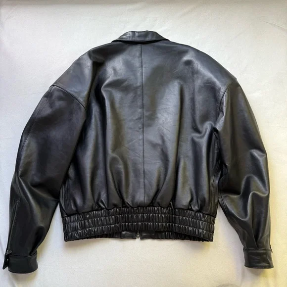 PALOMA WOOL LORA BLACK LEATHER BOMBER JACKET SIZE 36 (SMALL) - Picture 8 of 16
